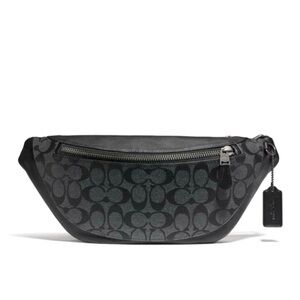 NWT COACH Warren Unisex Belt Bag in Charcoal/Black Signature Canvas